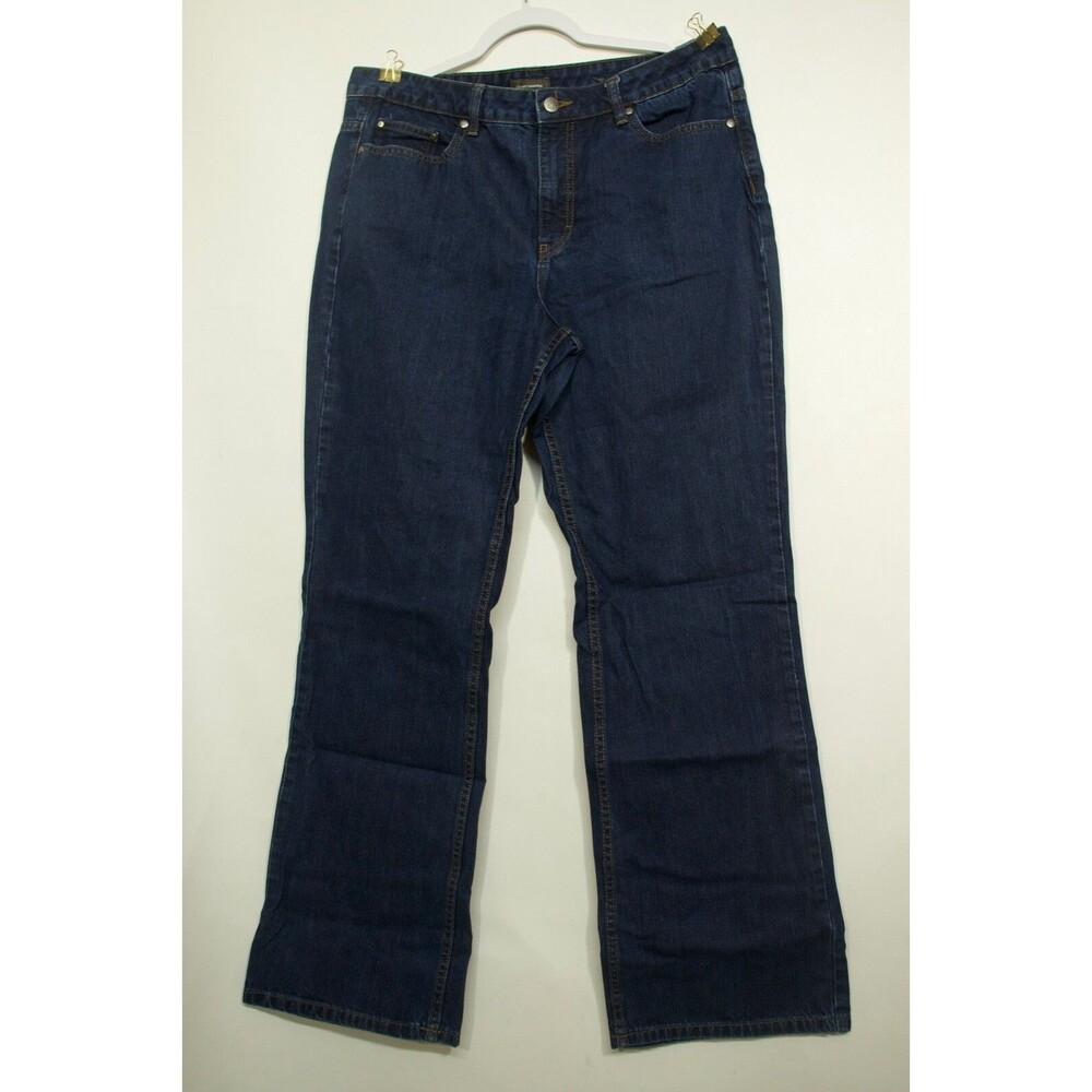 Denver hayes women jeans boot cut high rise blue dark wash pants pockets 14/32